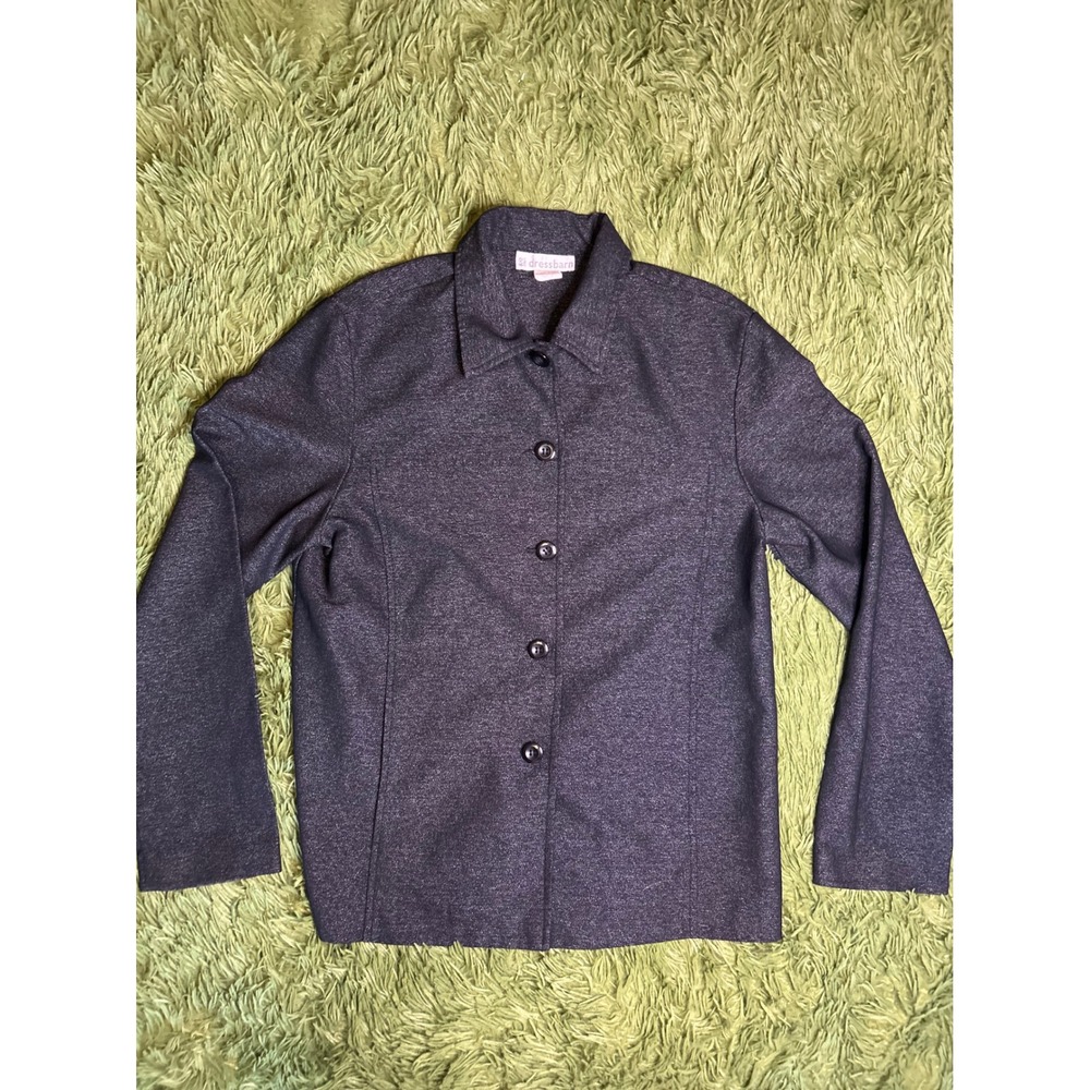 Dressbarn Jacket Women Sz 8 Gray Shimmer Button Front Lurex Professional Sparkle